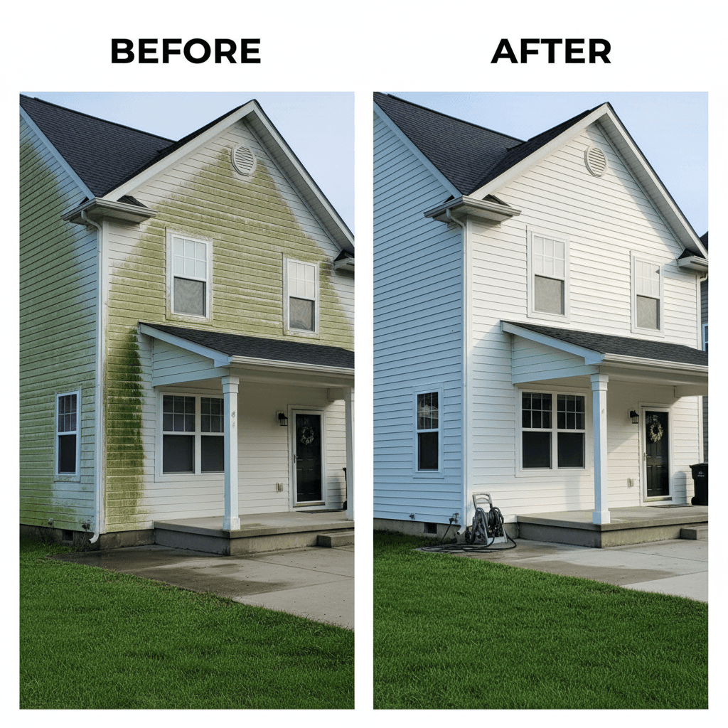House soft washing and exterior cleaning