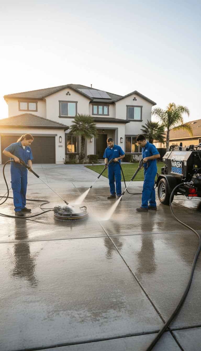Country Boys team member demonstrates professional attention to detail during pressure washing service