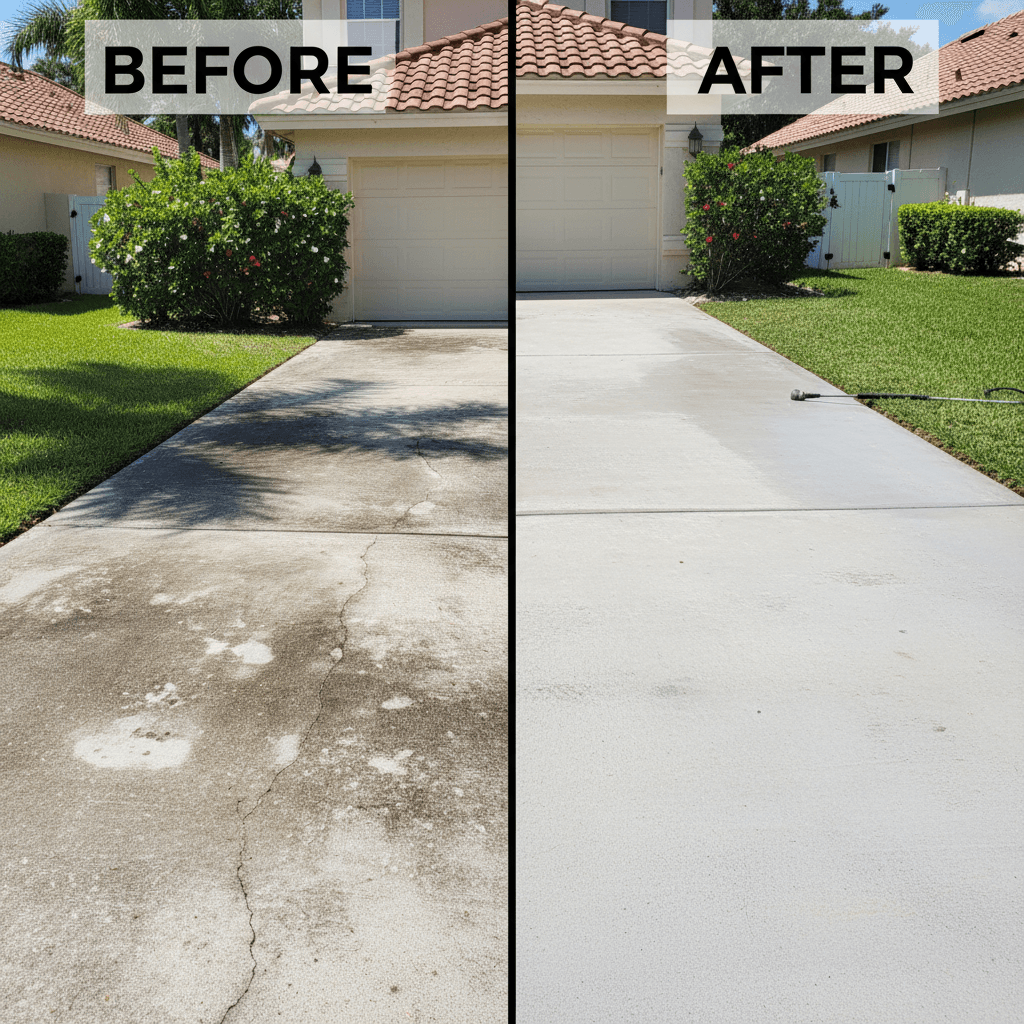 Professional driveway and concrete pressure washing