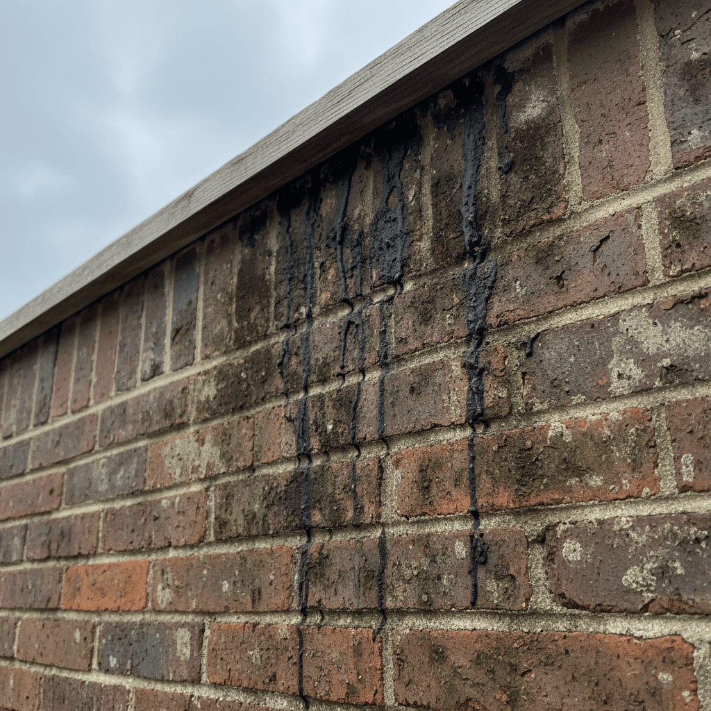 House exterior with heavy mold and algae staining