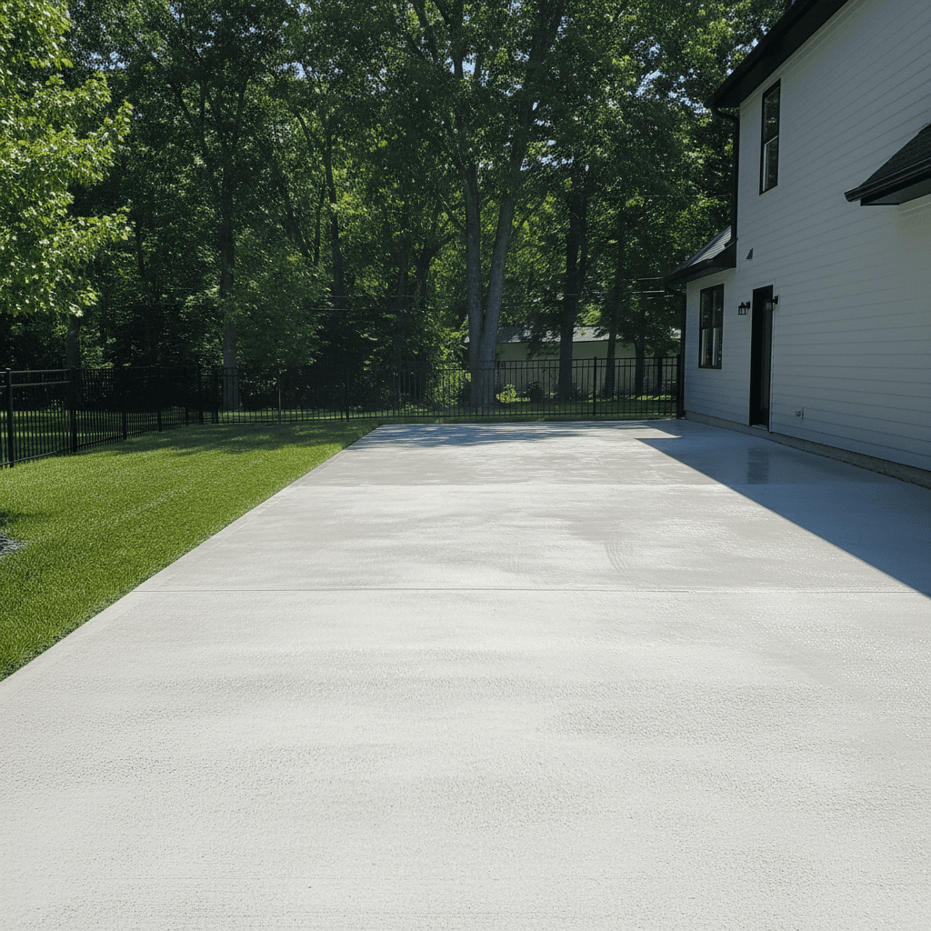 Freshly cleaned driveway with sparkling surface