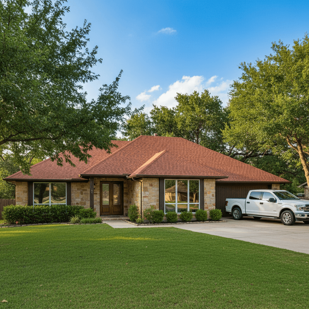 Ranch style home with vibrant clean roof and well maintained yard