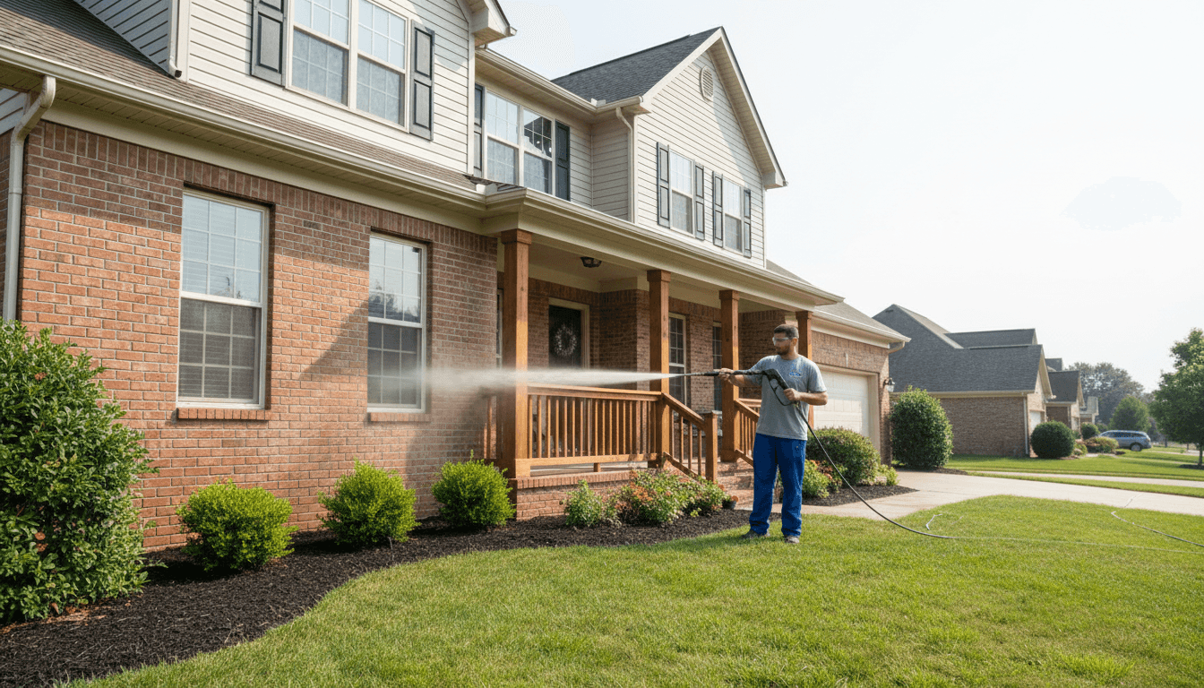 Clean house exterior after professional cleaning